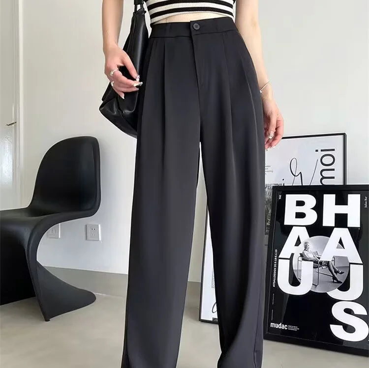 Toloer Toloer Wide-Leg Pants Women Spring And Fall 2024 New Casual Pants High-Waist Suit Pants Small Pants Women-Outfit Ideas