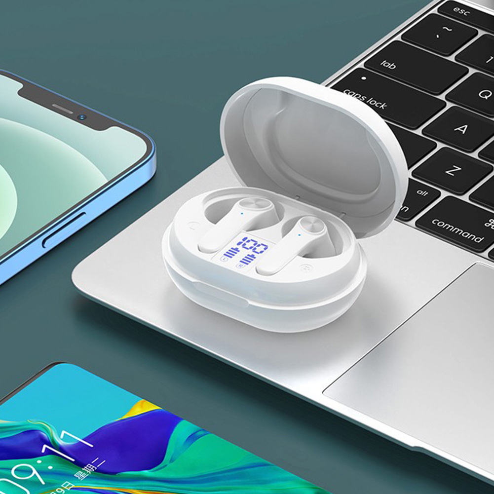 

Wireless Bluetooth Headset Ultra Low Heavy Bass HIFI Gaming Earplug, White, 501 Original