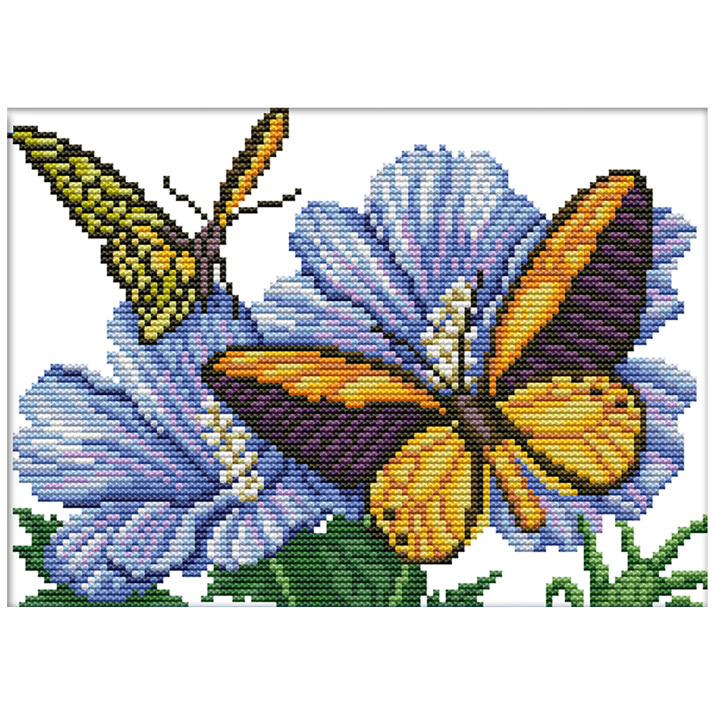 

Butterfly Flower - 14CT Stamped Cross Stitch - 28*19CM, 501 Original