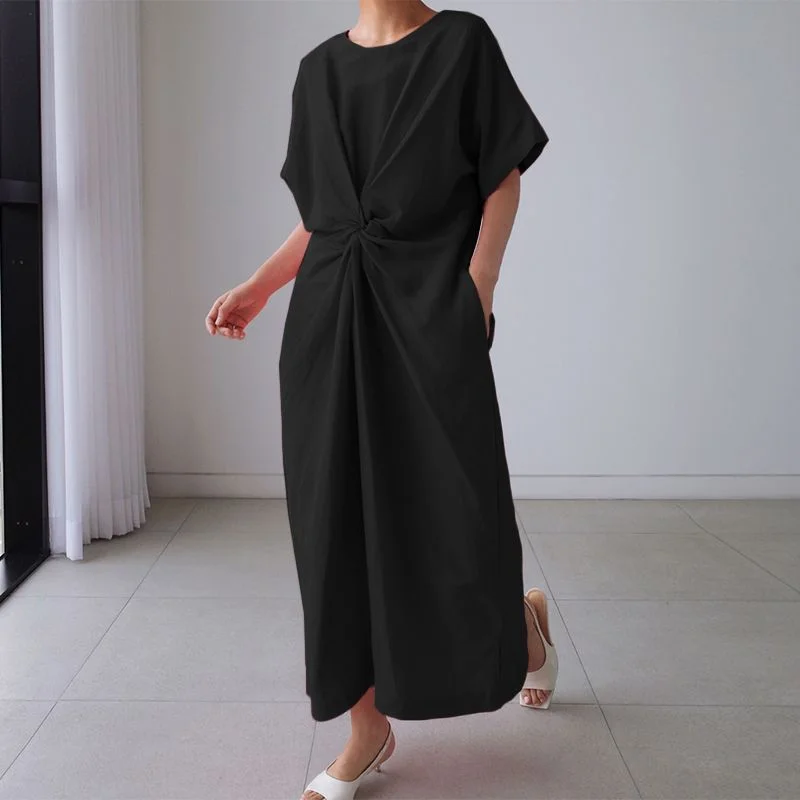 Elegant Irregular Dress Women Summer Bow Sundress 2022 ZANZEA Casual Short Sleeve Solid Vestidos Female V Neck Robe
