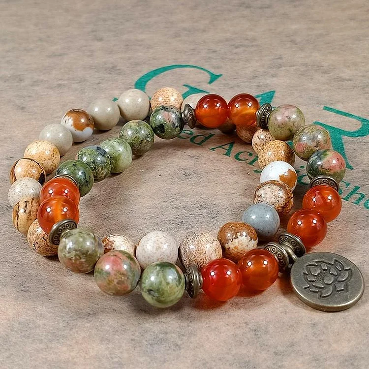 Agate Lotus Pendant Beaded Bracelet | 168DEAL