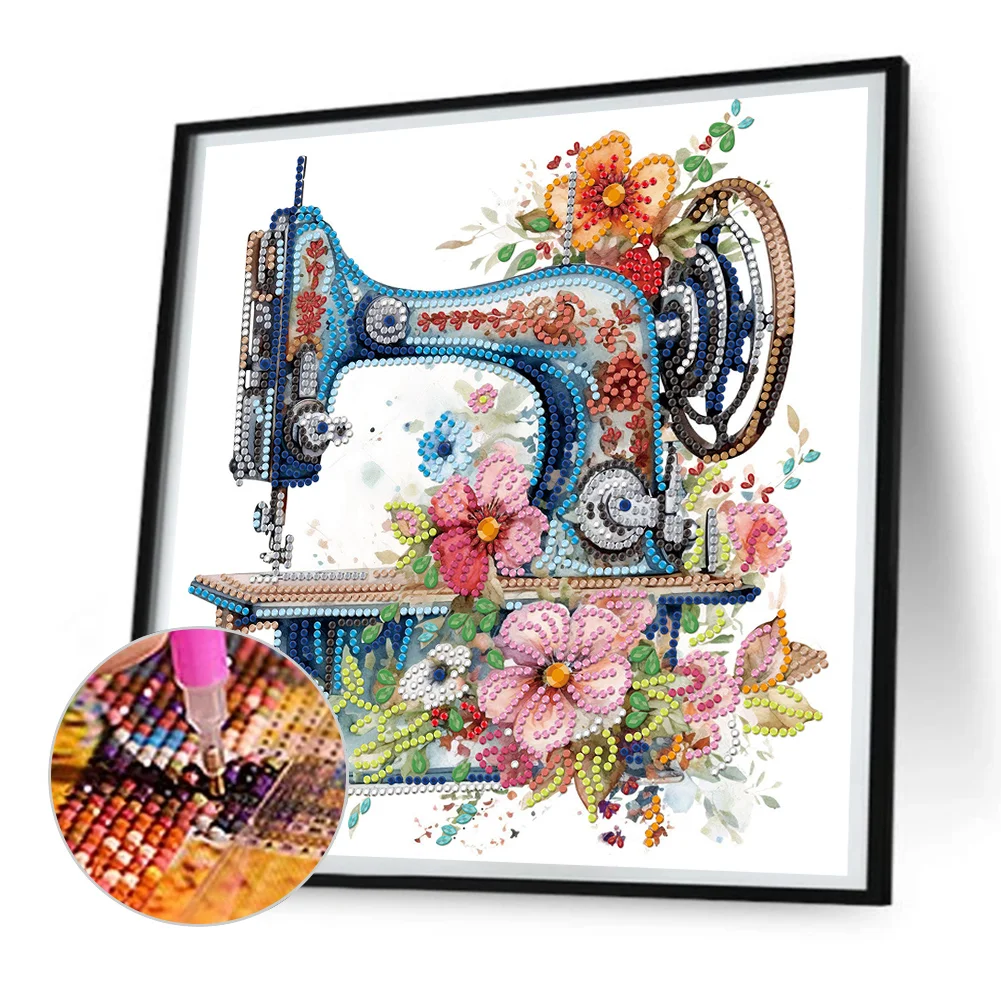 Diamond Painting - Partial Special Shaped Drill - Sewing Machine(Canvas|30*30cm)