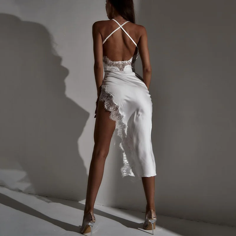 Churchf Churchf Women's Wear 2024 New Summer Fashion Sexy Show Back Slim Lace Halter Dress Female