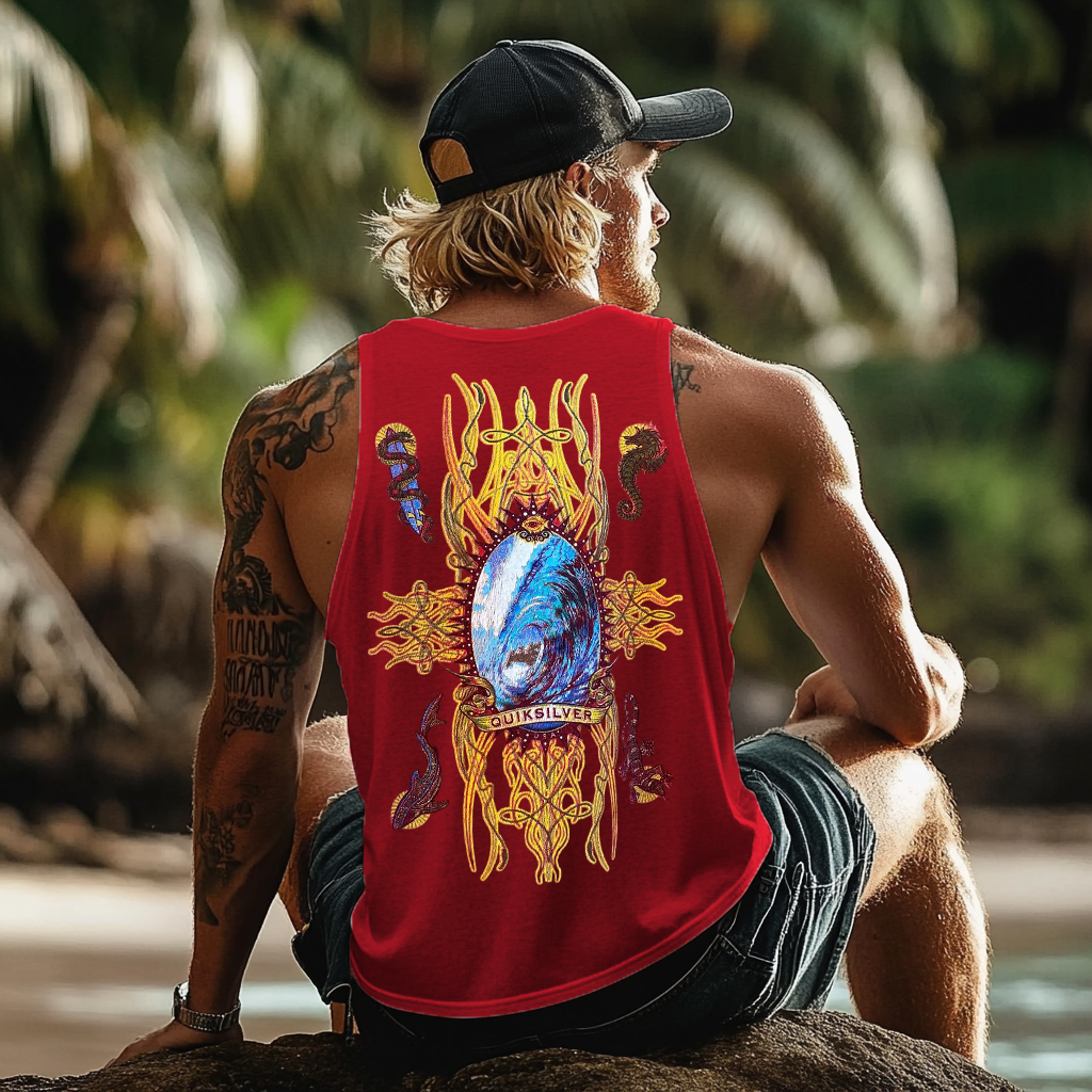 Vintage Unisex Beach Vacation Surf Logo Print Sleeveless Tank Top / TECHWEAR CLUB / Techwear