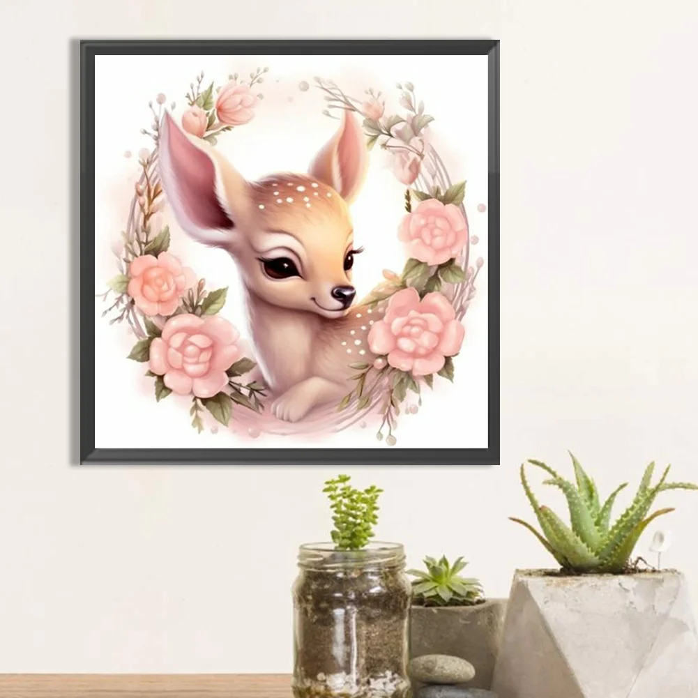 Full Round Diamond Painting 40*40cm - Flower Deer