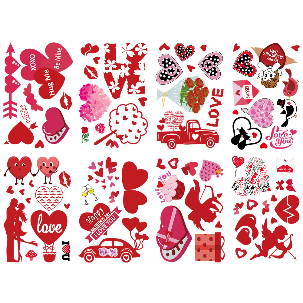 

Valentines Day Wedding Heart Pattern Window Large Static Stickers Decals, 501 Original