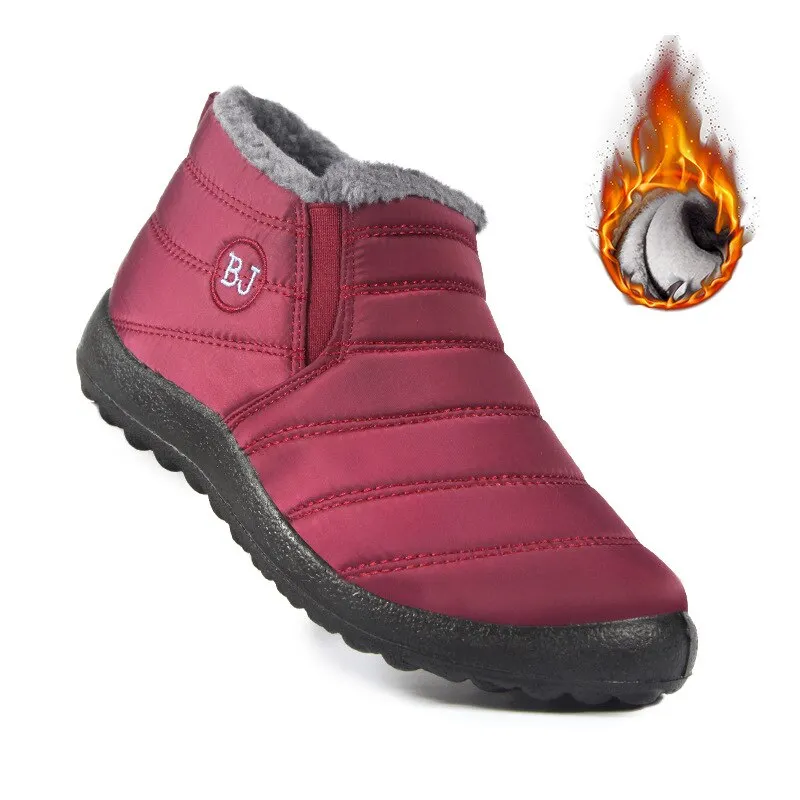 Winter WaterProof Ankle Boots for Women 2021 Warm Plush Women's Shoes Round Toe Thick-soled Outdoor Casual Antislip Couple Boots
