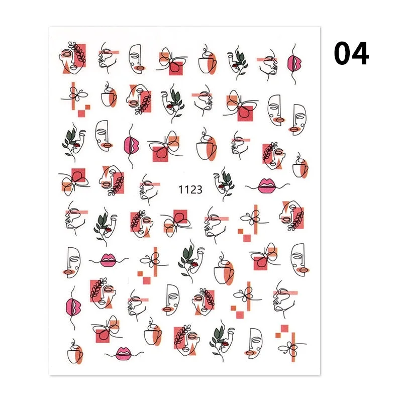 1PC Black White Milk Cow Pattern 3D Nail Stickers Geometrics Lines Leopard Milk Cows Decals Sliders Wraps DIY Decorarion