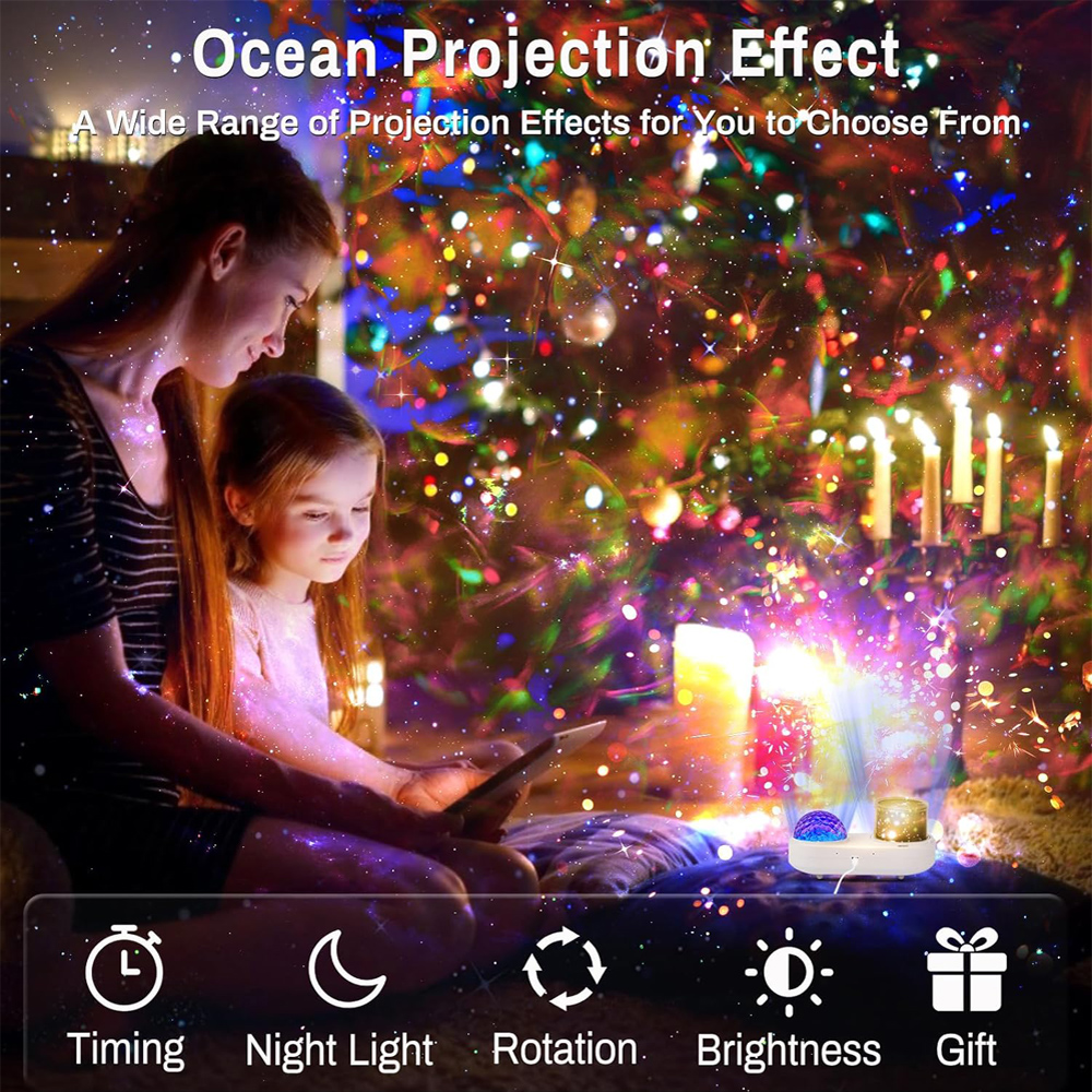 Tegooe 360 Rotating Ocean Wave Kids Night Light Projector with 7 Film Sets