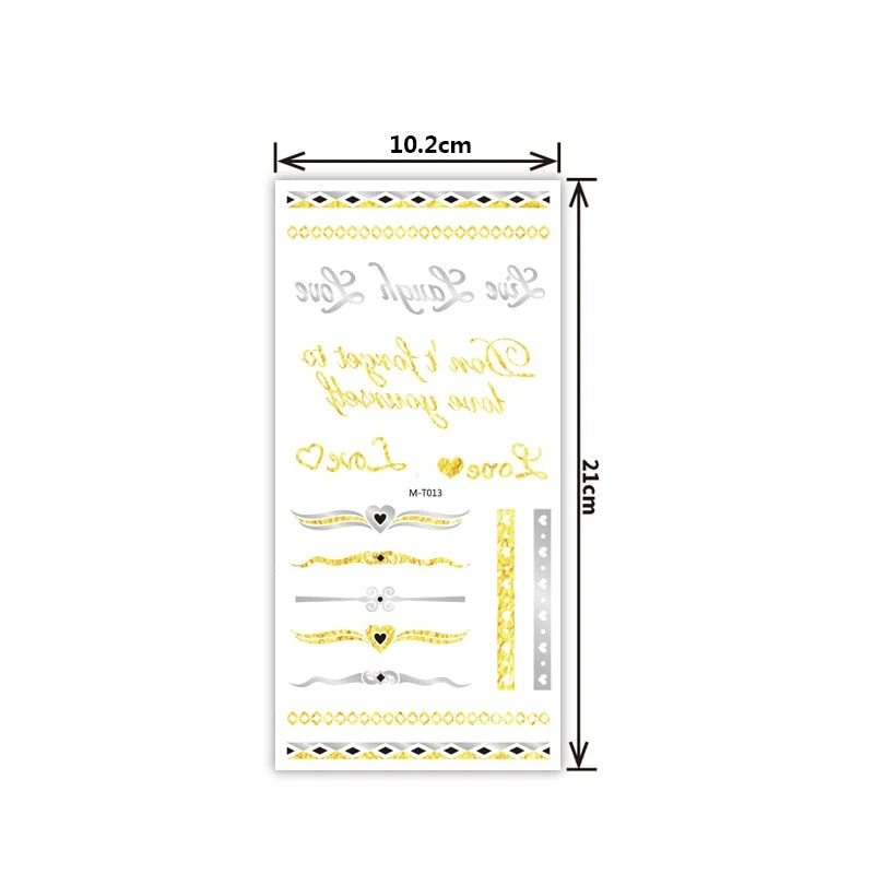 Creative personality exquisite fashion waterproof sweat gold and silver tattoo stickers bronzing and silver tattoo stickers