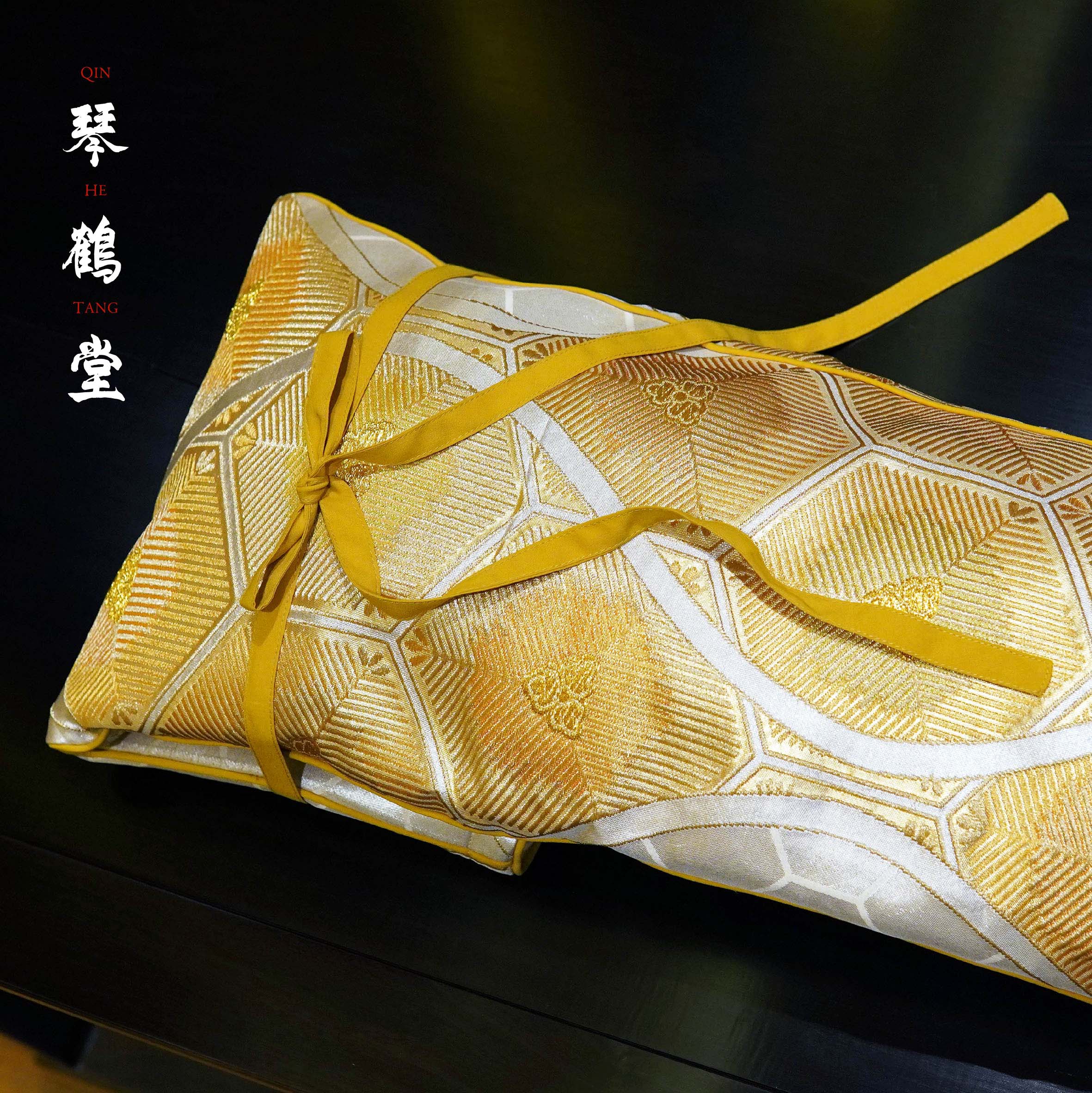 Golden Harvest" Vintage Silk Brocade Guqin Case - Stylish,  Durable,  Handcrafted Masterpiece