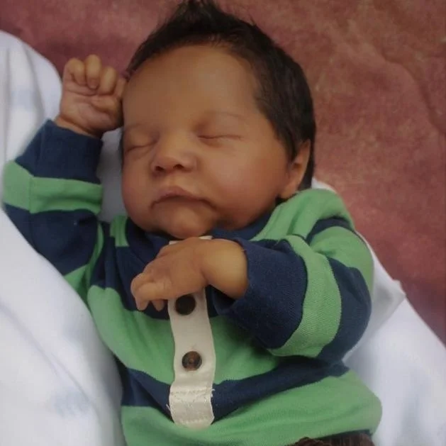  20" Lifelike African American Asleep Reborn Newborn Toddler Baby Boy Lynn,Gift Set with Bottle and Pacifier - Reborndollsshop®-Reborndollsshop®