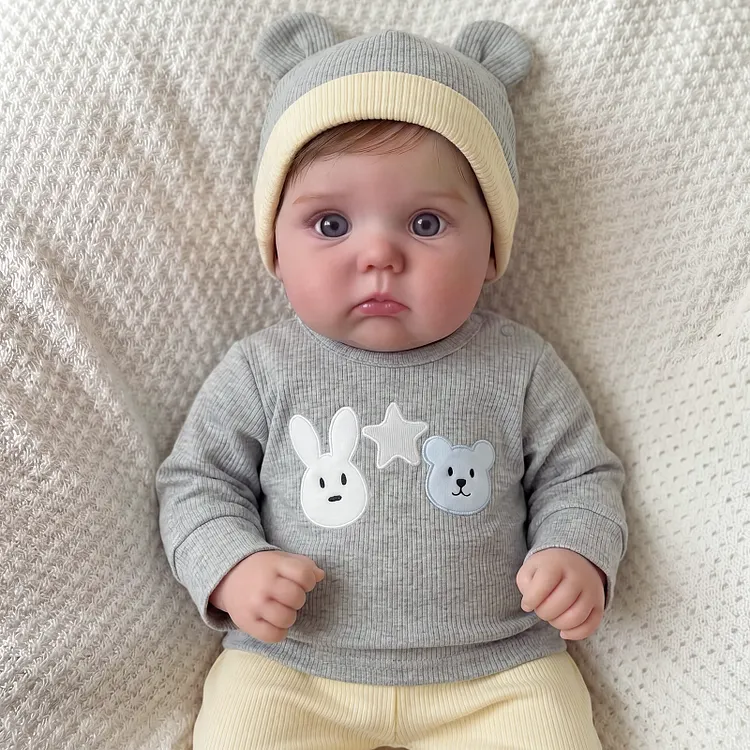 [Pre-Order]Babeside Sage 16" Realistic Silicone Baby Boy Doll &ndash; Lifelike Infant with Bear-Ear Knit Hat & Cozy Bunny Sweater
