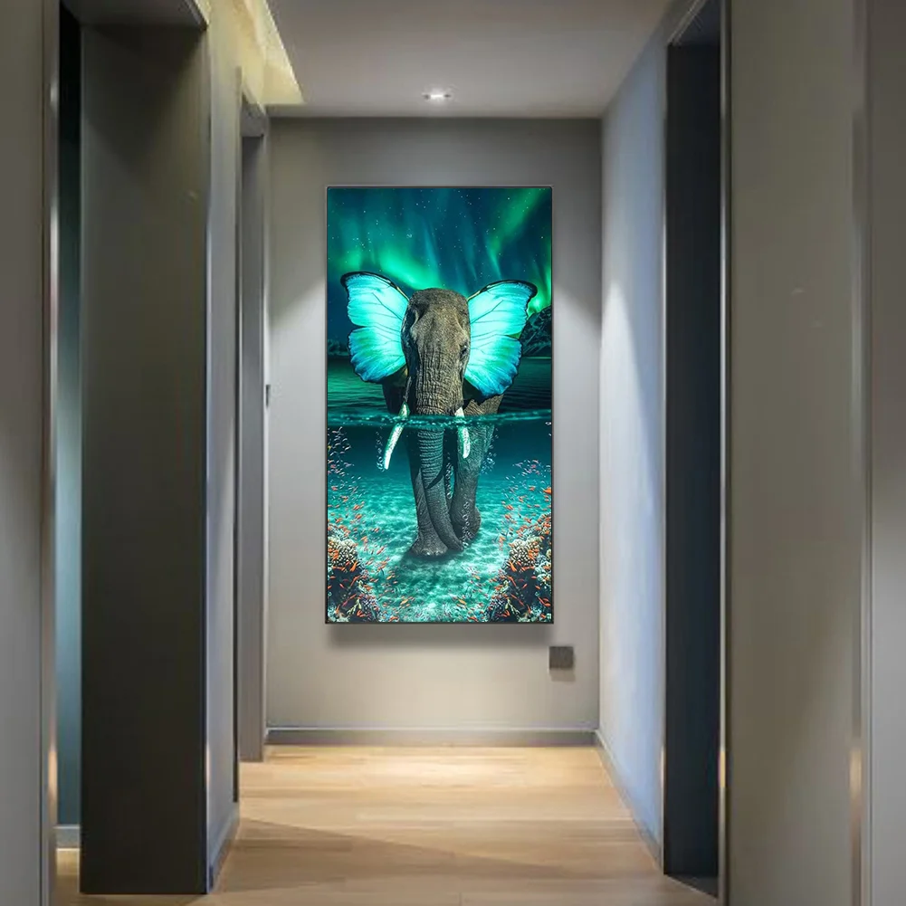 Diamond Painting - Full Round Drill - Butterfly Elephant(40*70cm)