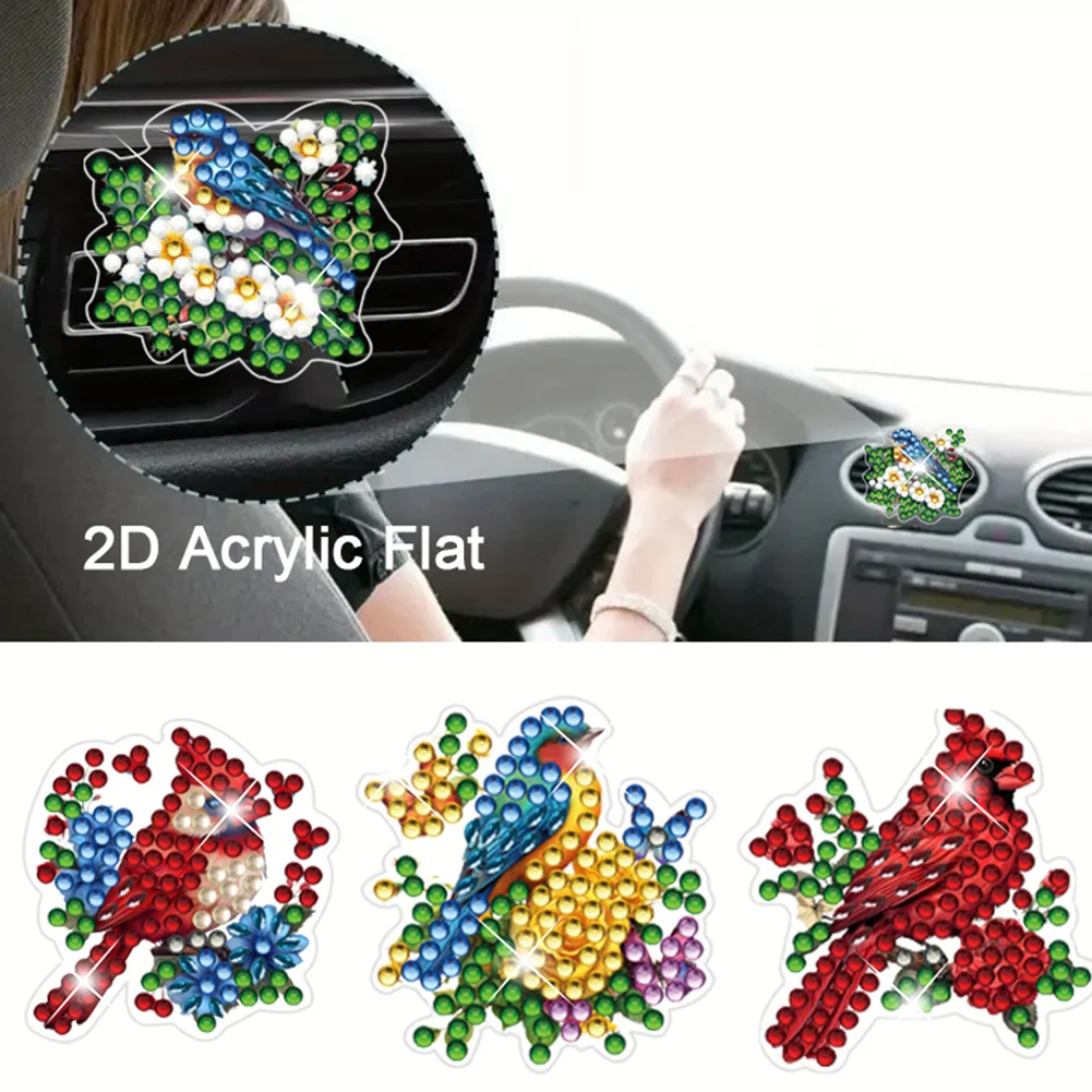 4pc Bird DIY Diamond Painting Car Air Vent Clip Air Freshener for Adult Beginner