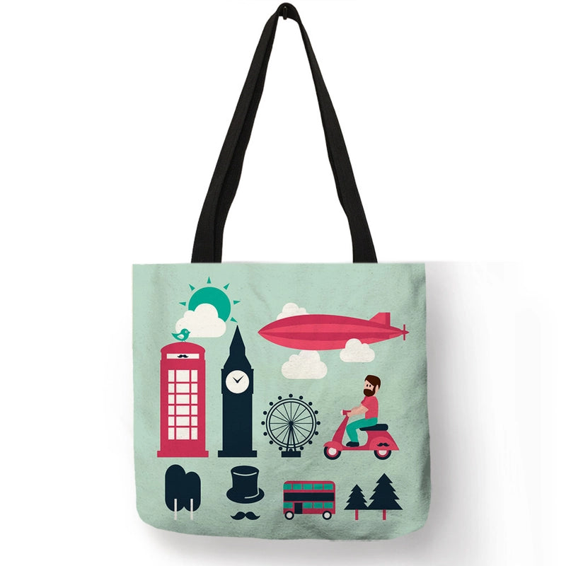 Women’s Medium Polyester Printing Basic Classic Style Square Open Shoulder Bag