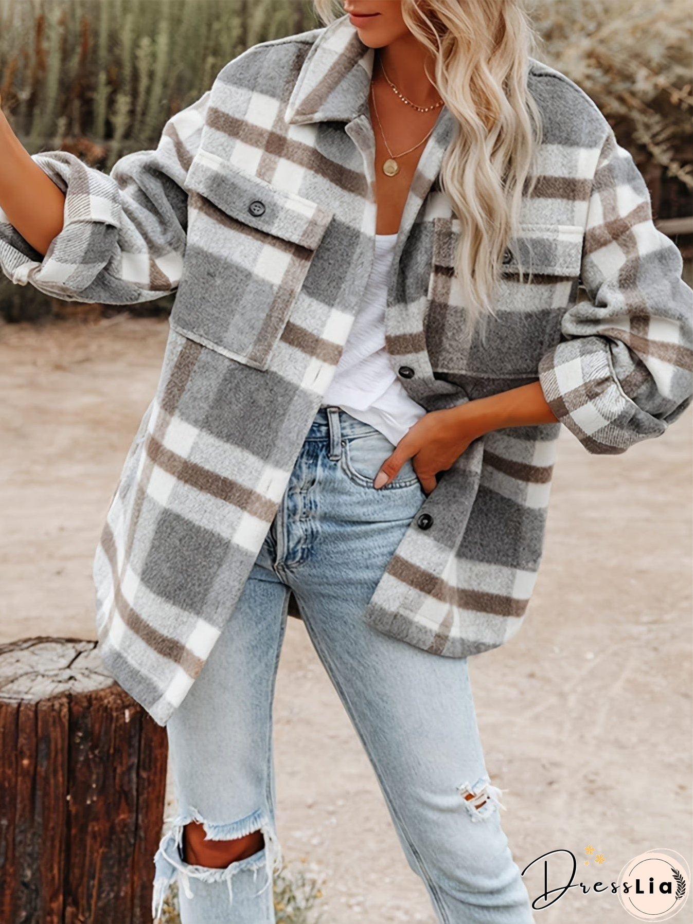 Plaid Oversized Jacket for Women
