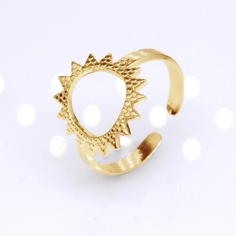 Retro Round Titanium Steel Plating Open Ring 1 Piece