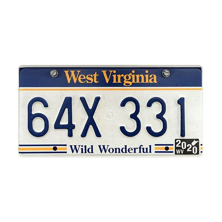 Virginie-Occidentale - permis de plaque d’immatriculation de voiture ancienne - 5.9x11.8inch