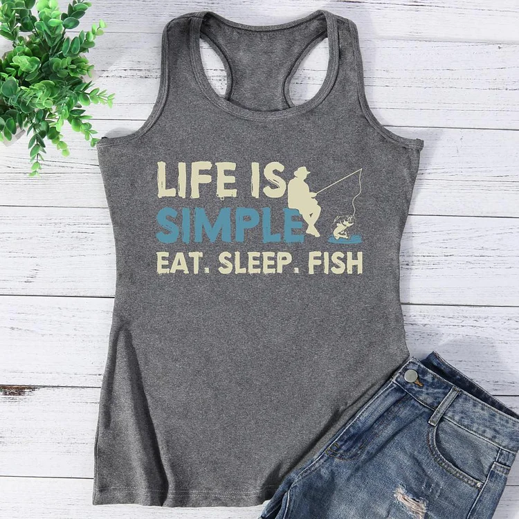 LIFE IS SIMPLE EAT,SLEEP,FISH Vest Top-Annaletters