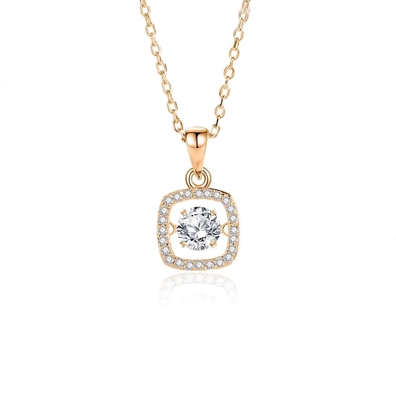 925 Sterling Silver Moissanite Zircon Inlay Solid Color Pendant Necklace