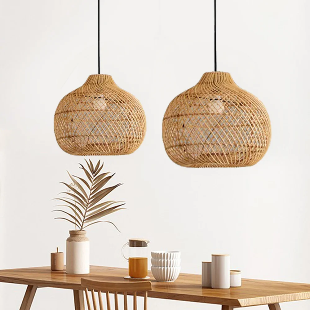 Handmade Wicker Lampshade Boho Pendant Light