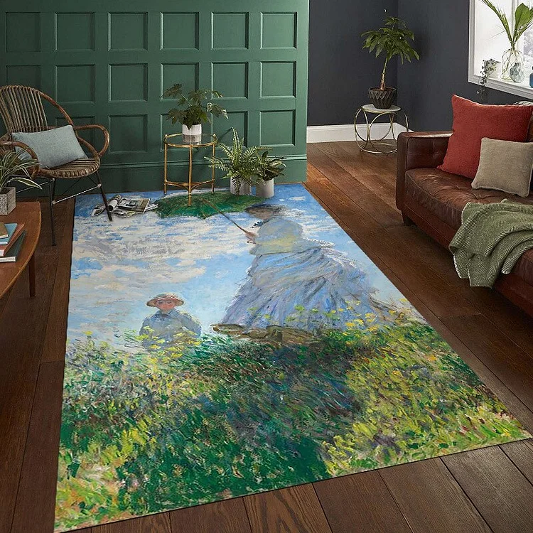 Monet Lotus Painting Artistic Rugs Carpet for Bedroom Home Decor Floor Mat Rug Anti-skid Mat for Living Room christmas Gift
