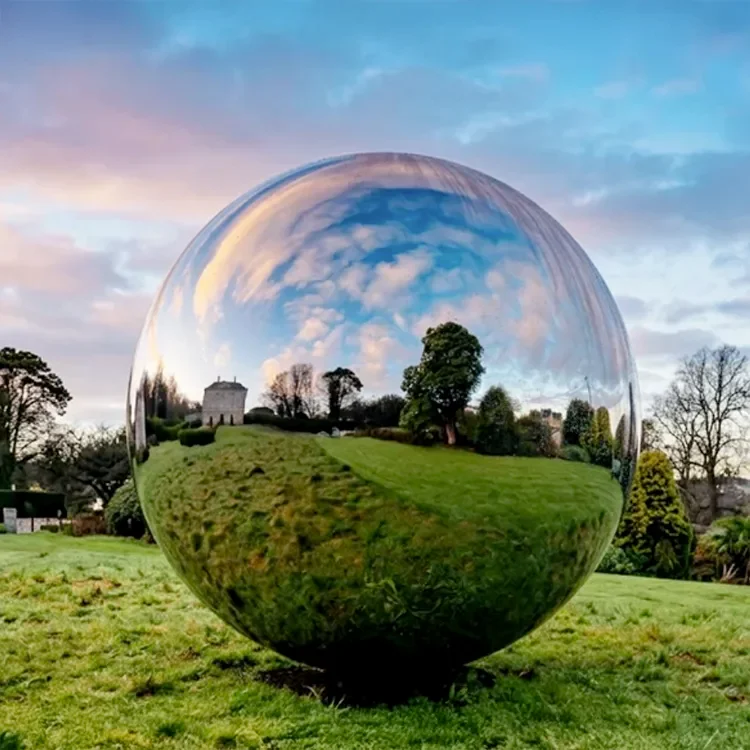 2000mm Large Outdoor Mirror Polished Stainless Steel Sphere, Modern Metal Sphere Garden Landmark