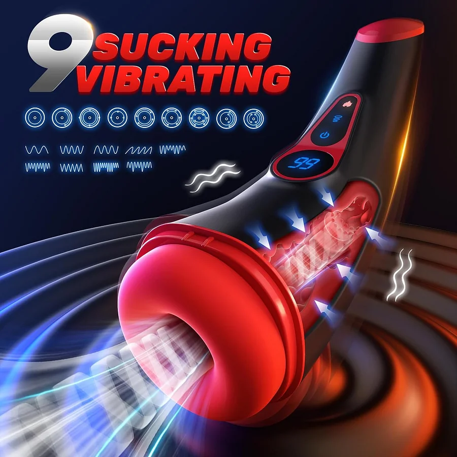 Marshall - 3D Textured Sleeve Heating 9 Sucking & 9 Vibrating Modes Male Stroker LCD Display Pocket Pussy for Men Marshall - 3D Textured Sleeve Heating 9 Sucking & 9 Vibrating Modes Male Stroker LCD Display Pocket Pussy for Men