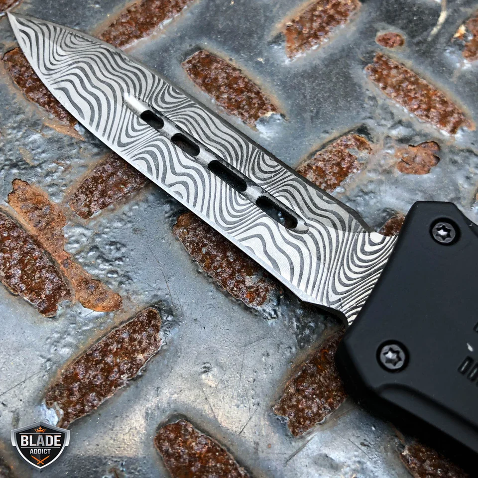 Spear Point Damascus Ghost OTF