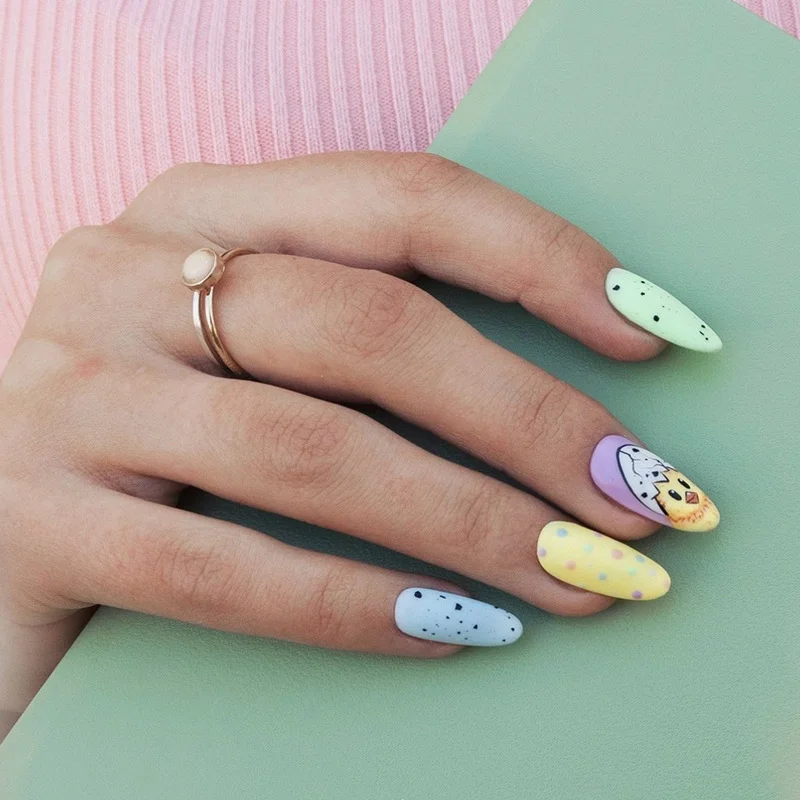Churchf Churchf Nail Piece Easter Rabbit Nail Color Long Ballet Chicken Egg Relief Nail Piece