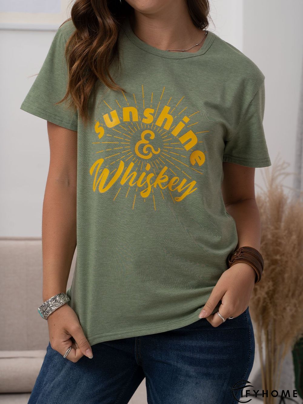 Vintage Short Sleeve Letter Printed Plus Size Casual Tops | IFYHOME