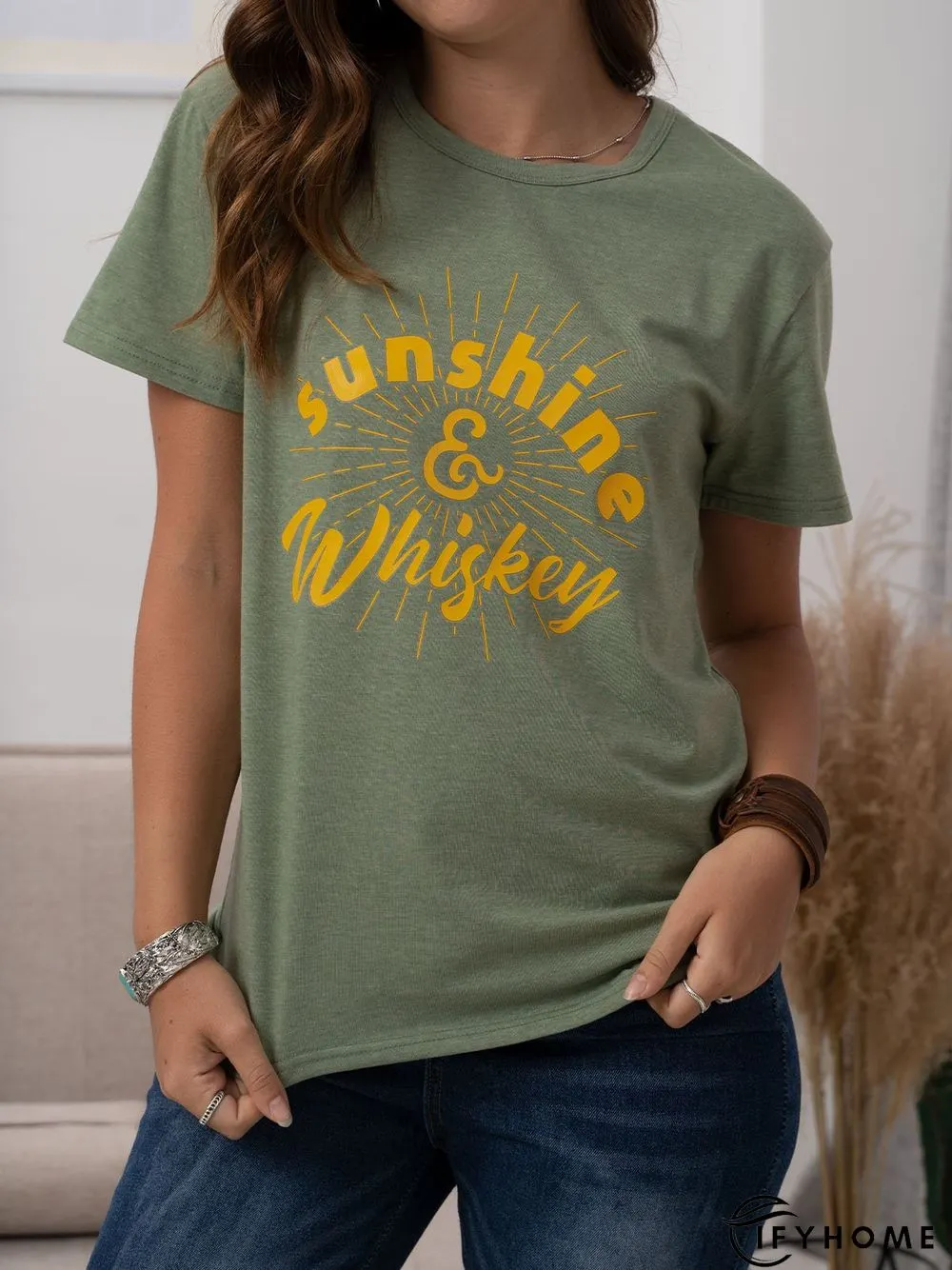 Vintage Short Sleeve Letter Printed Plus Size Casual Tops | IFYHOME