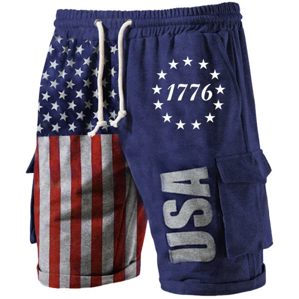 Men's Outdoor 1776 Creative Print Casual Pocket Cargo Shorts