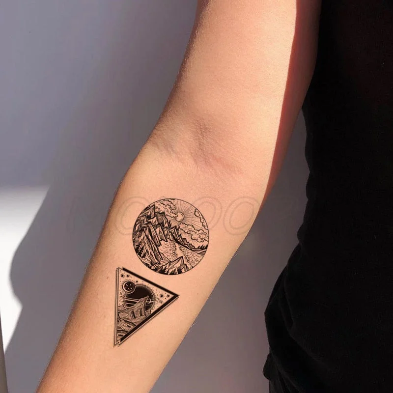Tattoo Sticker Body Art Black White Drawing Little Element Planet Sun Moon Star Water Transfer Temporary Fake Tatto Flash Tatoo
