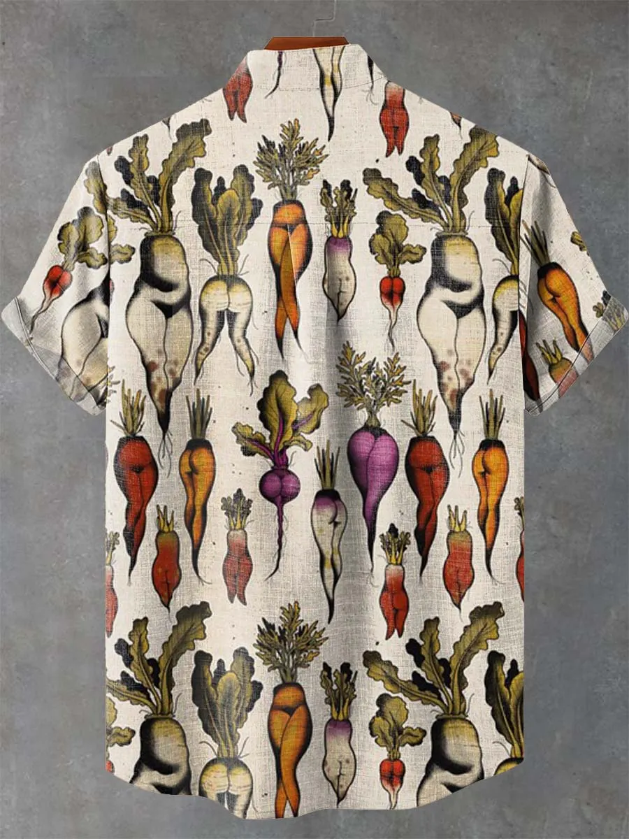 Sexy Radish Tattoo Flash Art Print Casual 100% Cotton Shirt