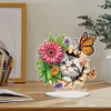 (US Only)2D Flat Flower Cat DIY Desktop Diamond Art Kits Double-Sided Bedroom Table Decor
