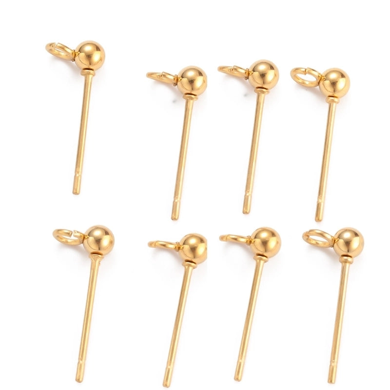 50 PCS/Package Diameter 3mm Diameter 4mm Diameter 5mm 304 Stainless Steel Solid Color Earring Findings