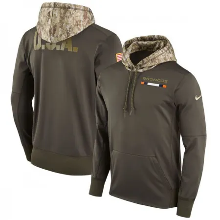 Men's Denver Broncos  Olive Salute to Service Sideline Therma Pullover Hoodie