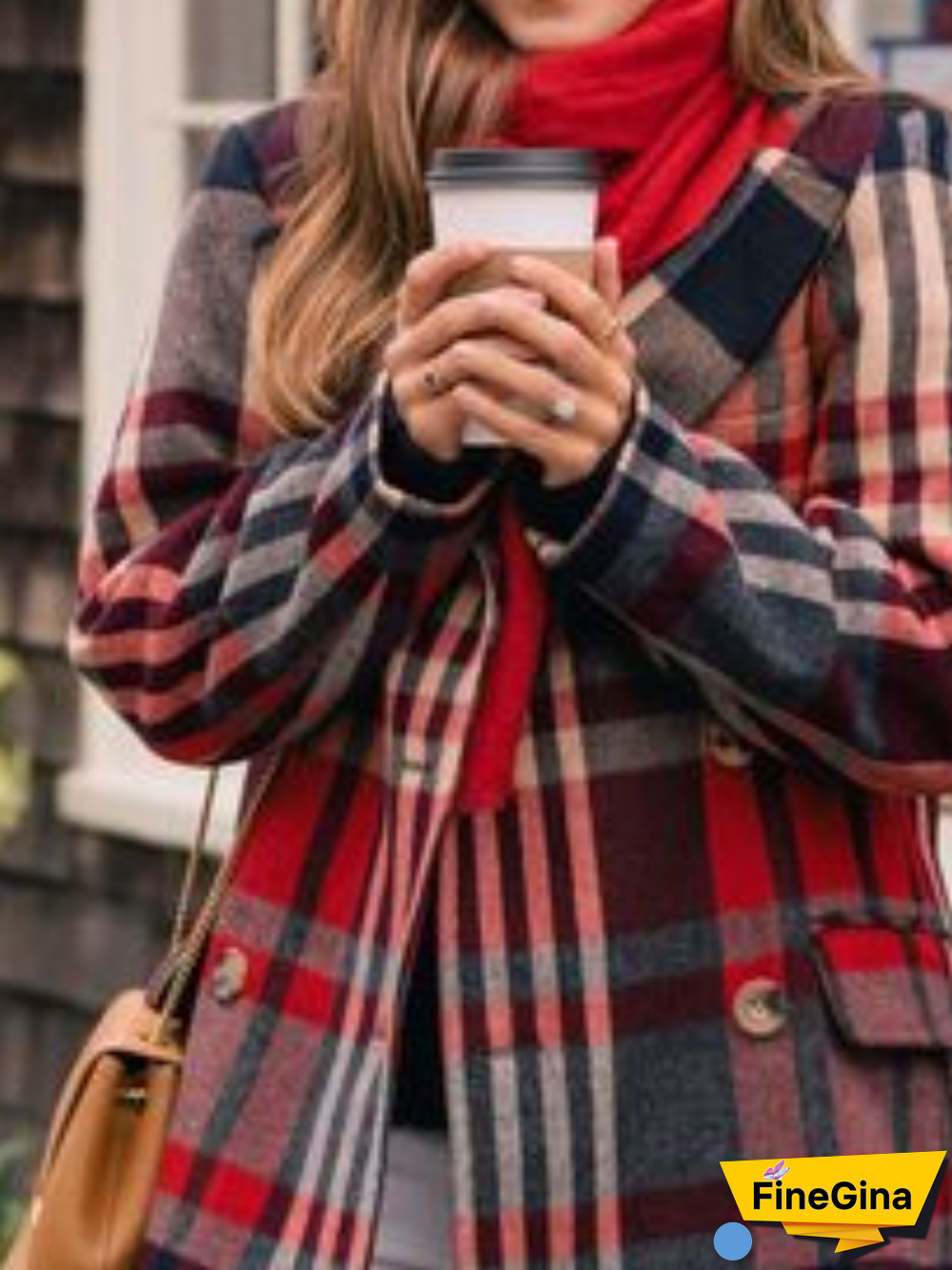 Vintage Checked/Plaid Winter Cotton Daily Long sleeve Jacket for Women