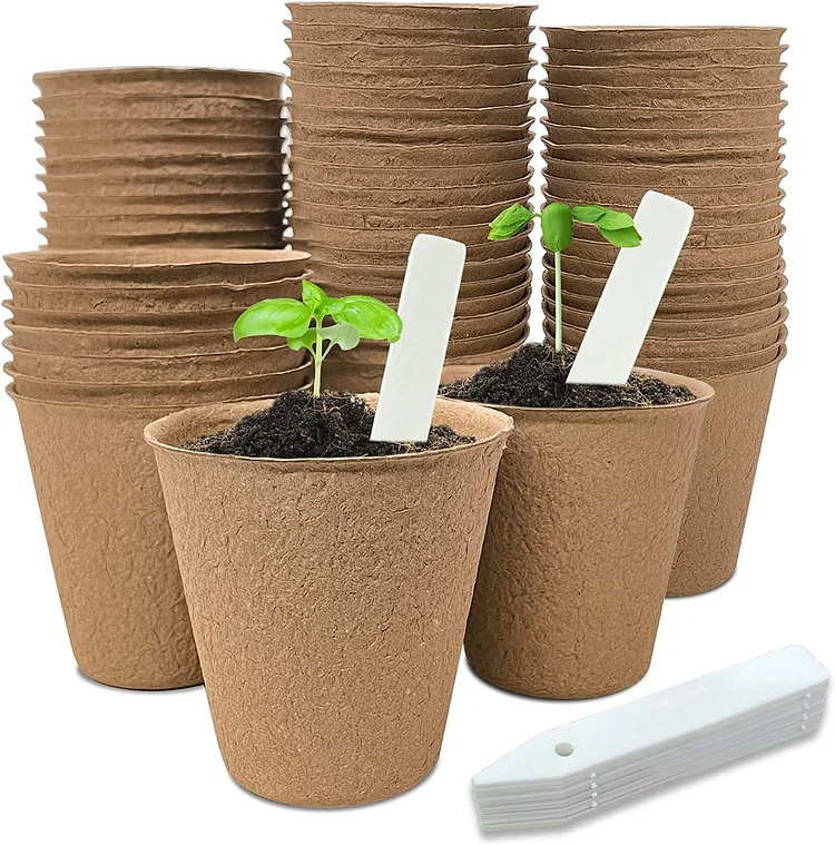 50 Pcs Peat Pots Biodegradable Eco-Friendly Plants Seedling Starters Kit