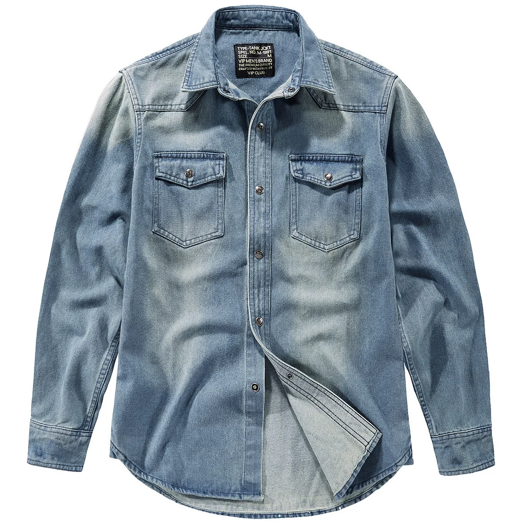 Men's Denim Jacket 3Colors Long Sleeve Button Down Shirt Jacket Denim Outwear