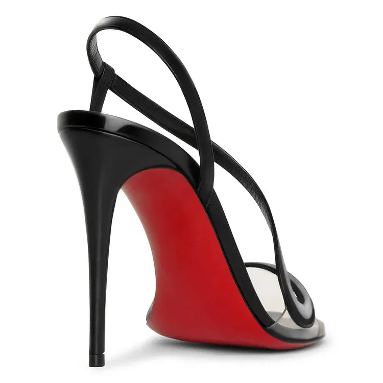 100mm/3.94 inch Spotlight Wavy Straps Sandals Red Bottom Stilettos-vocosishoes