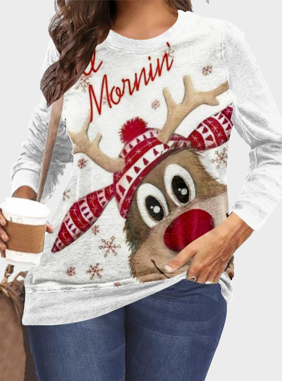  thdmladies Round Neck Loose Long Sleeve thedmladies