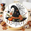 Embroidery Starter Kit with Pattern Halloween Witch Hat Magic Cauldron 2Pcs tapestrymarket