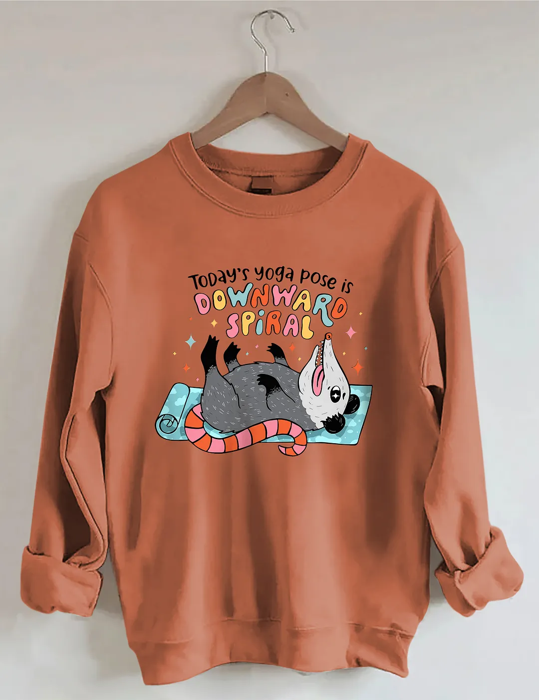 Today's Yoga Pose Is Downward Spiral Possum Sweatshirt