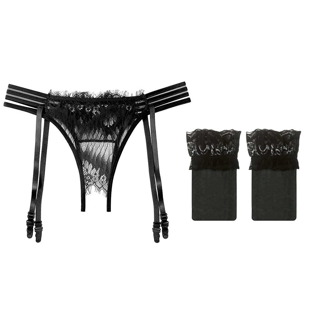 Nigikala Nigikala Black Garter Garter Thighs Brocing Trom Flirt Ultra-Thin Over Knee White Stockings Uniform Seduction Garter