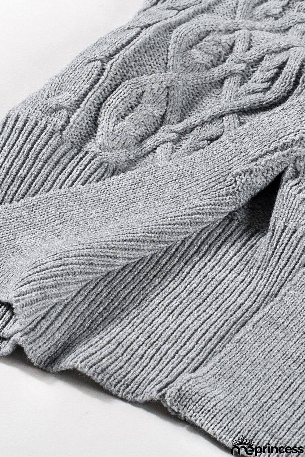 Cable Knit Open Front Long Cardigan