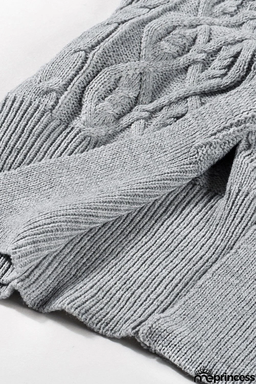 Cable Knit Open Front Long Cardigan