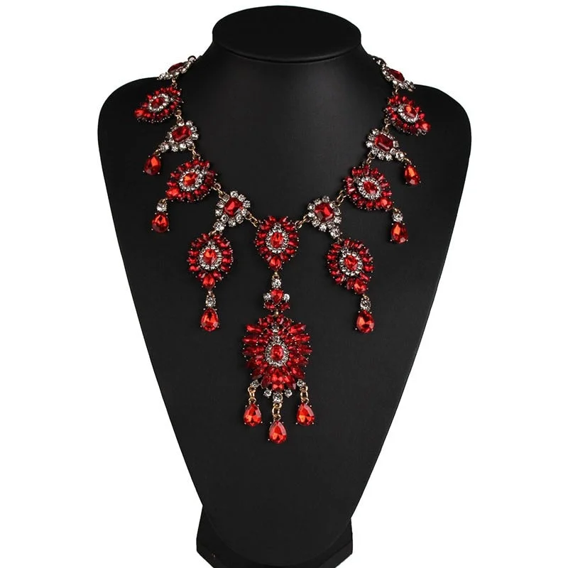 Dvacaman Summer Sex Body Jewelry Chain Handmade Multicolor Statement Necklace Jewelry Women Crystal Flower Pendant Necklace 8639